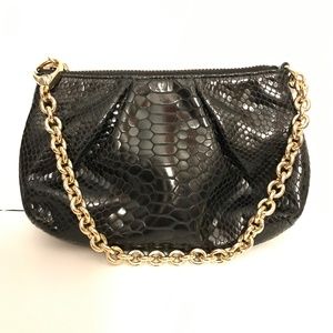 Henri Bendel black lizard leather bag wristlet